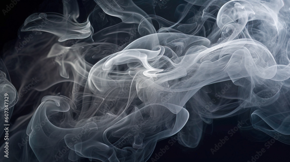 Obraz premium Smoke fragments on a black background