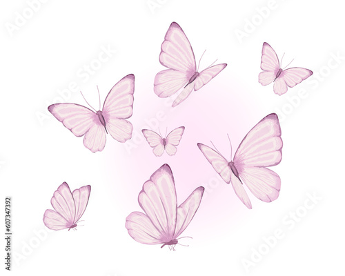 pink watercolor pastel pink butterfly design hand drawn © ulucsevda
