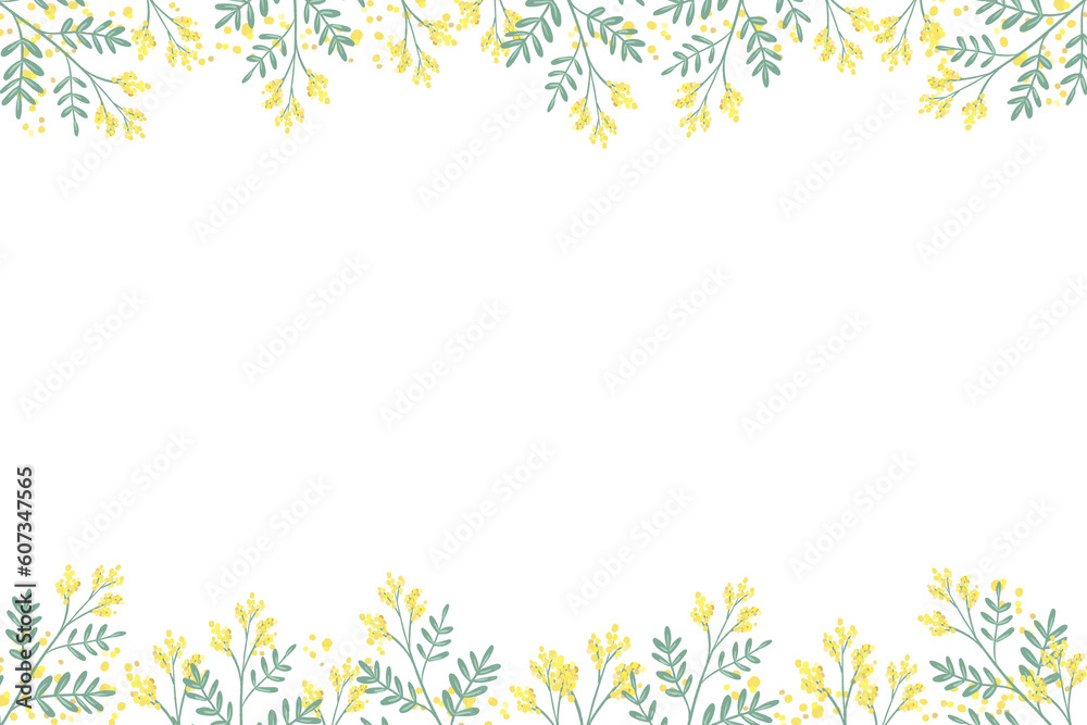 Obraz premium シンプルな黄色いお花の上下フレーム