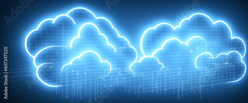 Innovative cloud technology background  blue and white hues