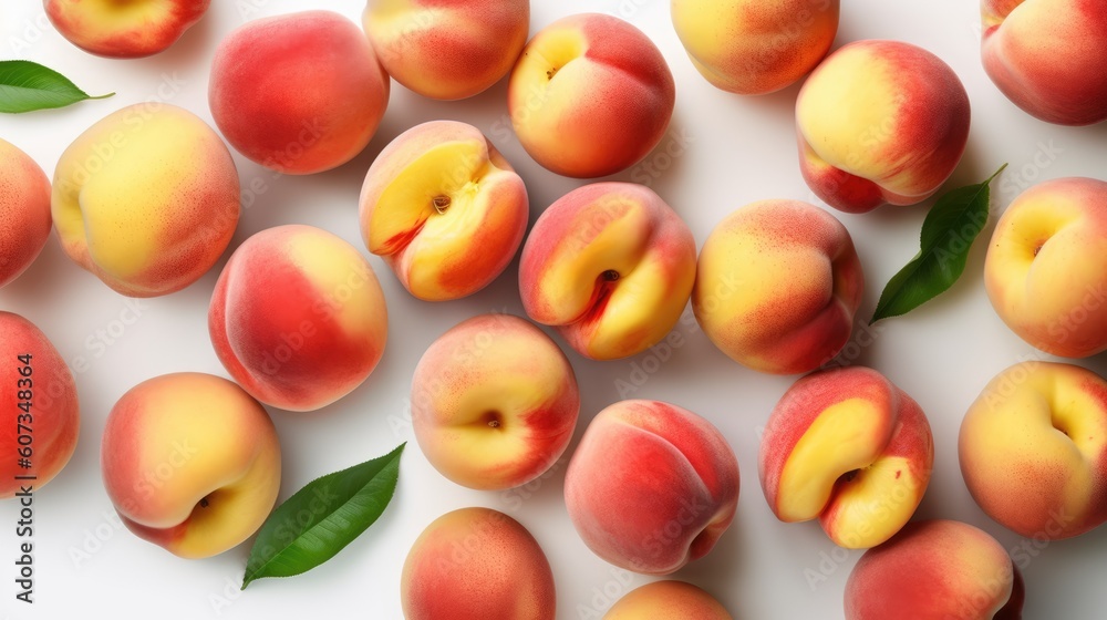 peach with white background top view Created With Generative AI Technology peach with white background top view Created With Generative AI Technology