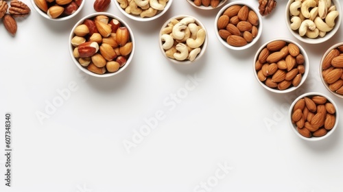 nuts with white background top view Created With Generative AI Technology