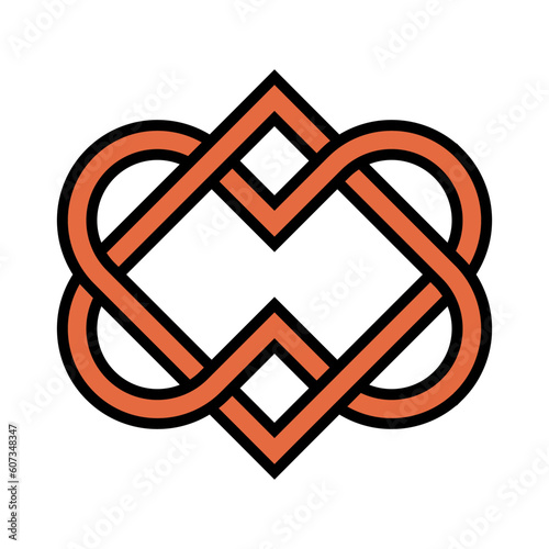 Orange and black celtic knot heart vector art. Love forever.