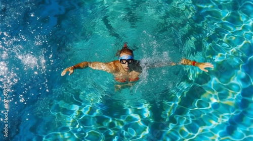 Der perfekte Schwimm-Moment: Mann schwimmt im kristallklaren Pool