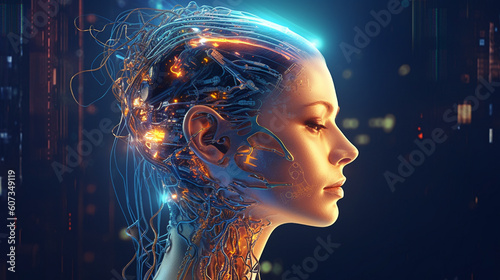 Concept image symbolizing AI technology fused with the human brain