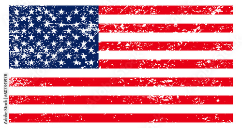 Grunge USA Flag Vector, vintage retro style. American Flag Vector with Grunge effect texture. US Vector Flag Grunge background