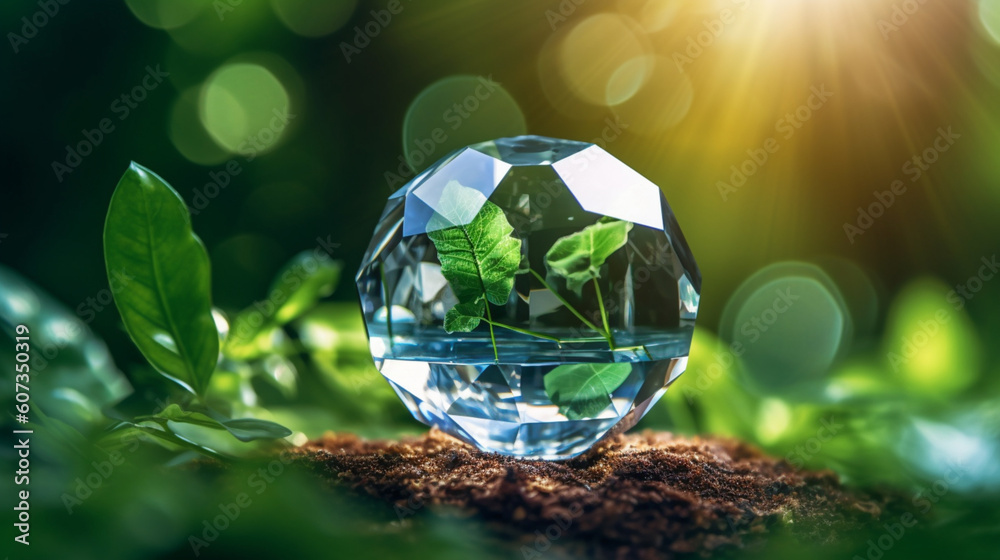 Vision für eine nachhaltige Zukunft: Kristallkugel mit ESG-Symbol Vision für eine nachhaltige Zukunft: Kristallkugel mit ESG-Symbol