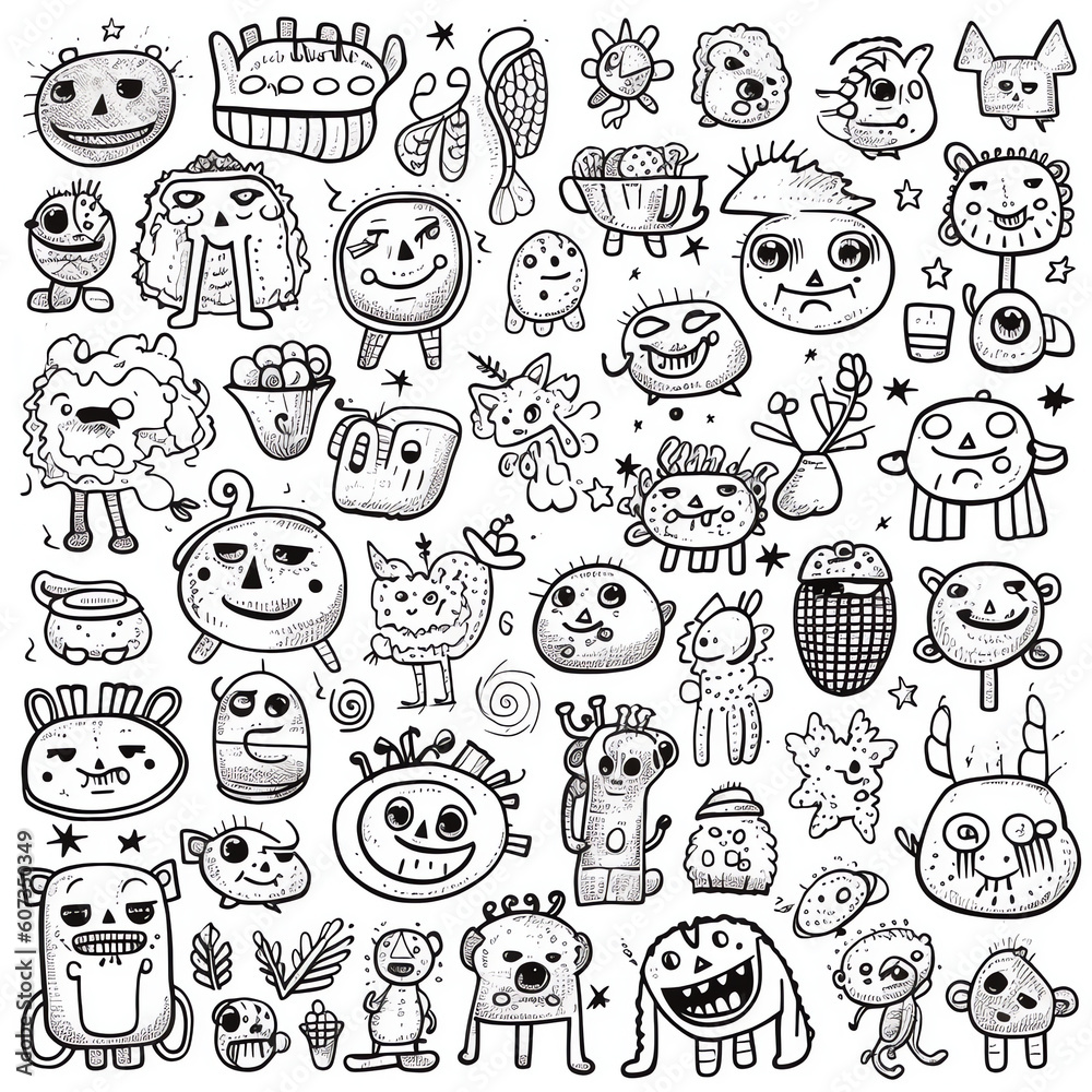 Generative AI Doodle sale set, cute hand drawn elements. Vector illustration Generative AI Doodle sale set, cute hand drawn elements. Vector illustration
