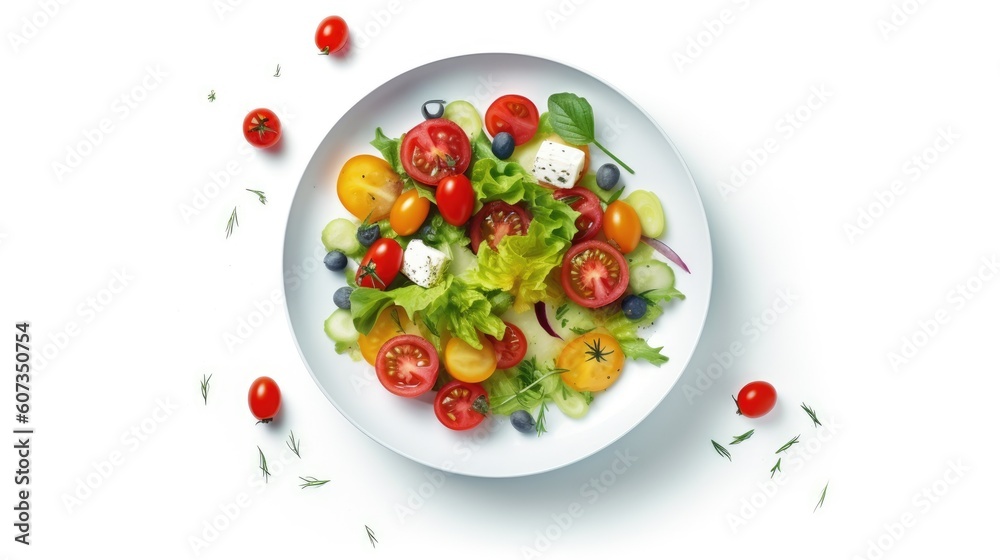 salad with white background top view Created With Generative AI Technology salad with white background top view Created With Generative AI Technology