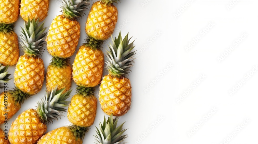 pineapples with white background top view Created With Generative AI Technology pineapples with white background top view Created With Generative AI Technology