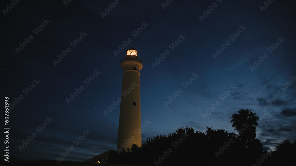 Beam of light from lighthouse tower