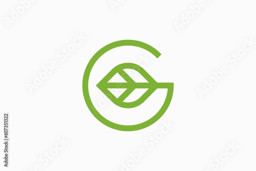 initial letter g with leaf logo vector premium template