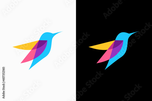 humming bird overlay logo vector premium template