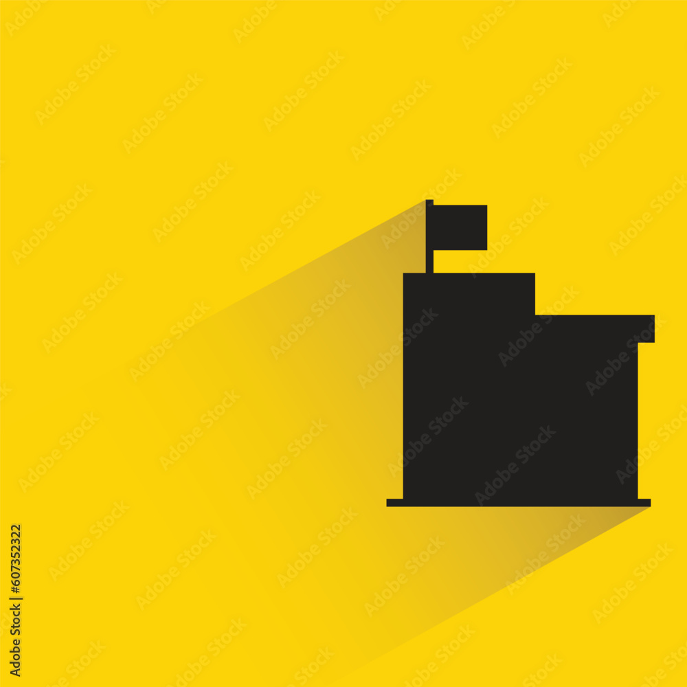 silhouette city building icon with shadow on yellow background silhouette city building icon with shadow on yellow background