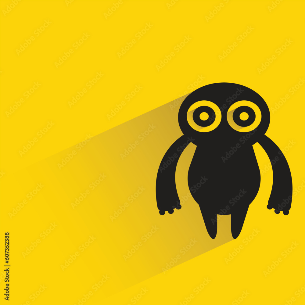 monster with shadow on yellow background