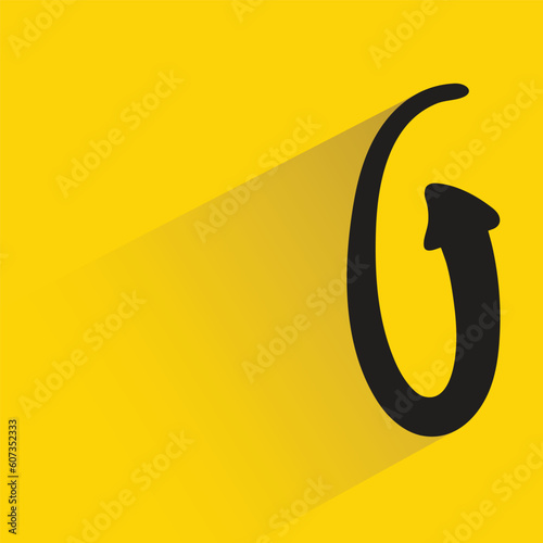 curved arrow on yellow backgound