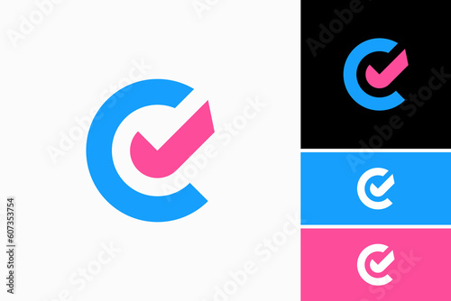 letter c with check mark logo vector premium template