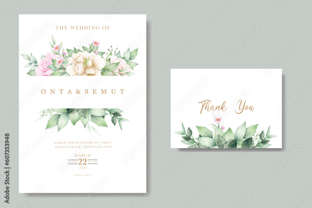 beautiful floral watercolor wedding card design
