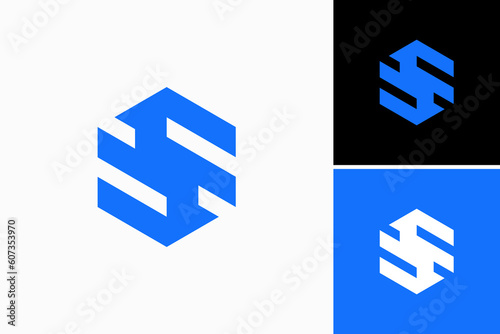 s hexagon shape logo vector premium template