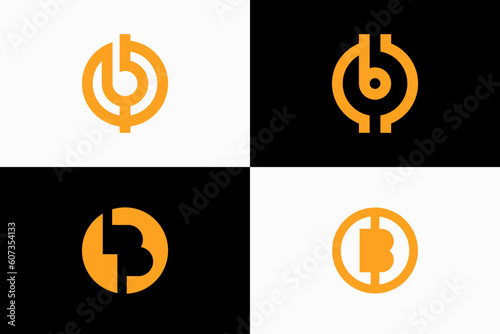 set of letter b with coin dollar logo vector premium template