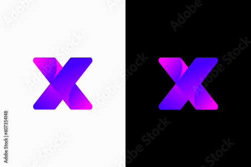 letter x dynamic line logo vector premium template