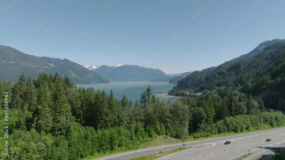 Aerial view of a beautiful forest near the lake in BC, Canada Aerial view of a beautiful forest near the lake in BC, Canada