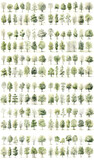 Set of trees canvas print, in the style of characterful pen and ink