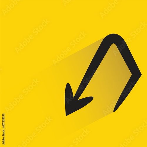 turn down arrow on yellow background