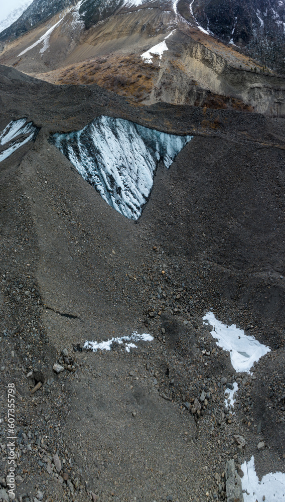 Aerial view of high altitude glacier in tibet, China