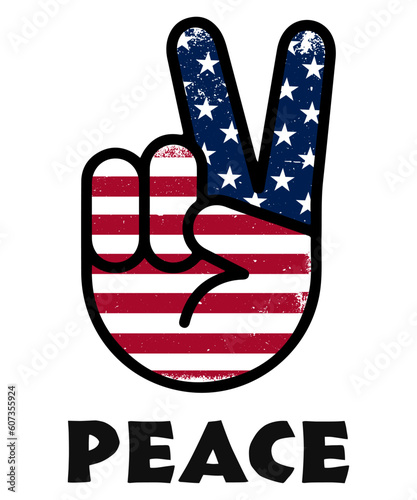 America victory finger, t-shirt graphics, USA Patriotic Peace Sign