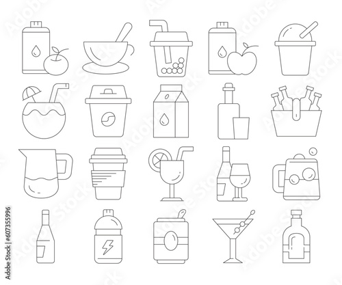 drinks and beverage icons set