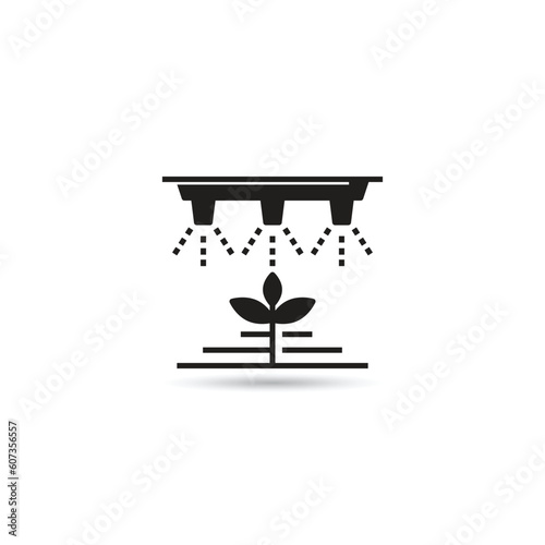 plant and water sprinkler icon on white background