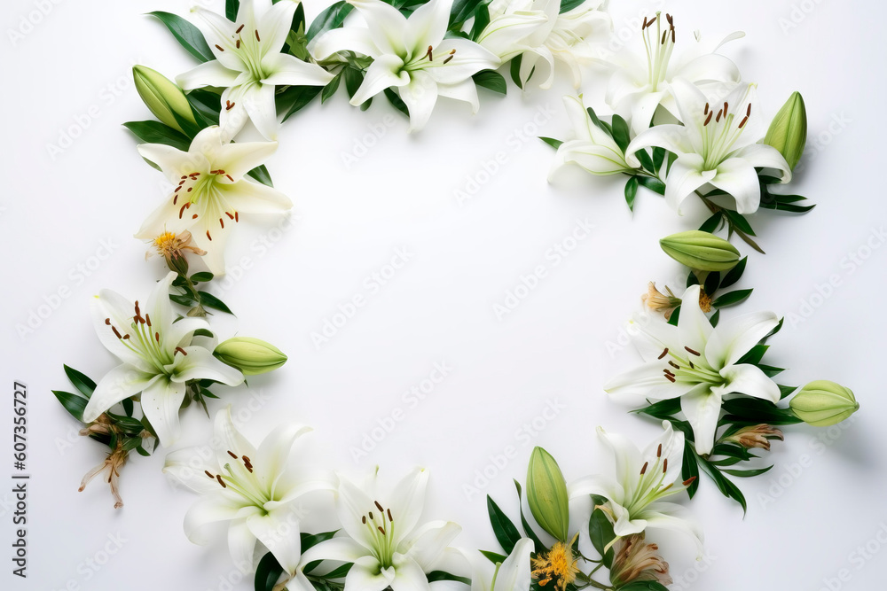 Green and colourful flower frame layout with text space, copy space. Wedding concept, Birthday concept, Congratulations concept. Women's Day, Mother's Day, Valentine's Day. Generative AI. Green and colourful flower frame layout with text space, copy space. Wedding concept, Birthday concept, Congratulations concept. Women's Day, Mother's Day, Valentine's Day. Generative AI.