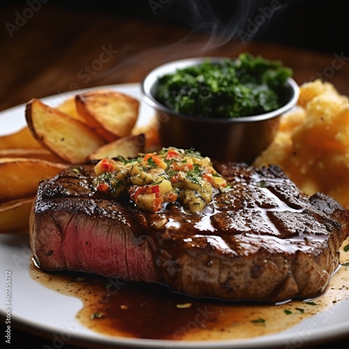 Delicious steak with potatoes