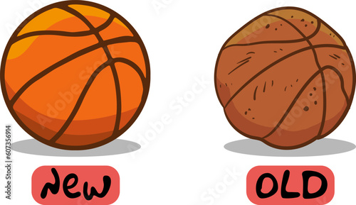 Opposite words for new and old cartoon vector