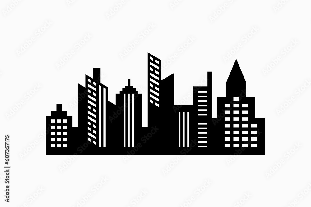 silhouette of urban buildings logo vector premium template