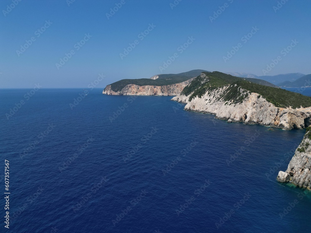 Aerial view of rocky cliffs in the ocean Aerial view of rocky cliffs in the ocean
