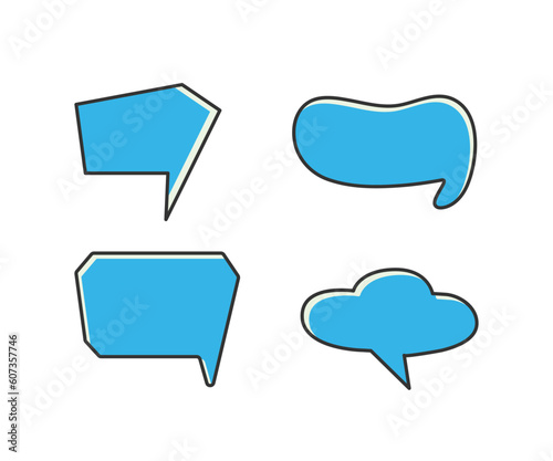 blue blank speech bubble and message icons set