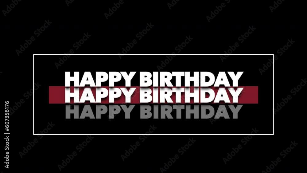 Modern repeat Happy Birthday text on black gradient, motion abstract minimalism, holidays and promo style background Modern repeat Happy Birthday text on black gradient, motion abstract minimalism, holidays and promo style background