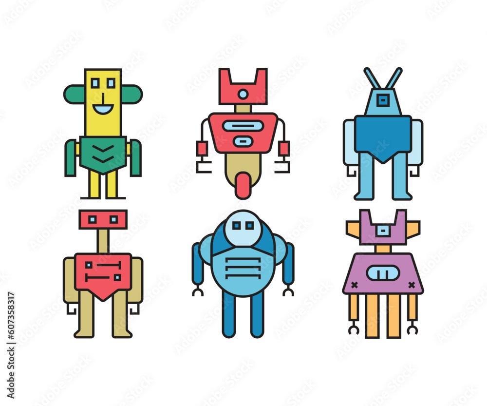 robot character icons set vector illustration robot character icons set vector illustration