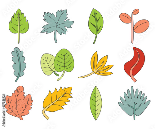 spring leaf illustration set