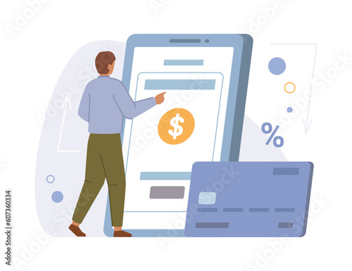 Tax payment and business tax concept. State government taxation, calculation of tax return. Paper documents and debit or credit card, invoice forms calculator. Pay the bills, payrolls. Vector