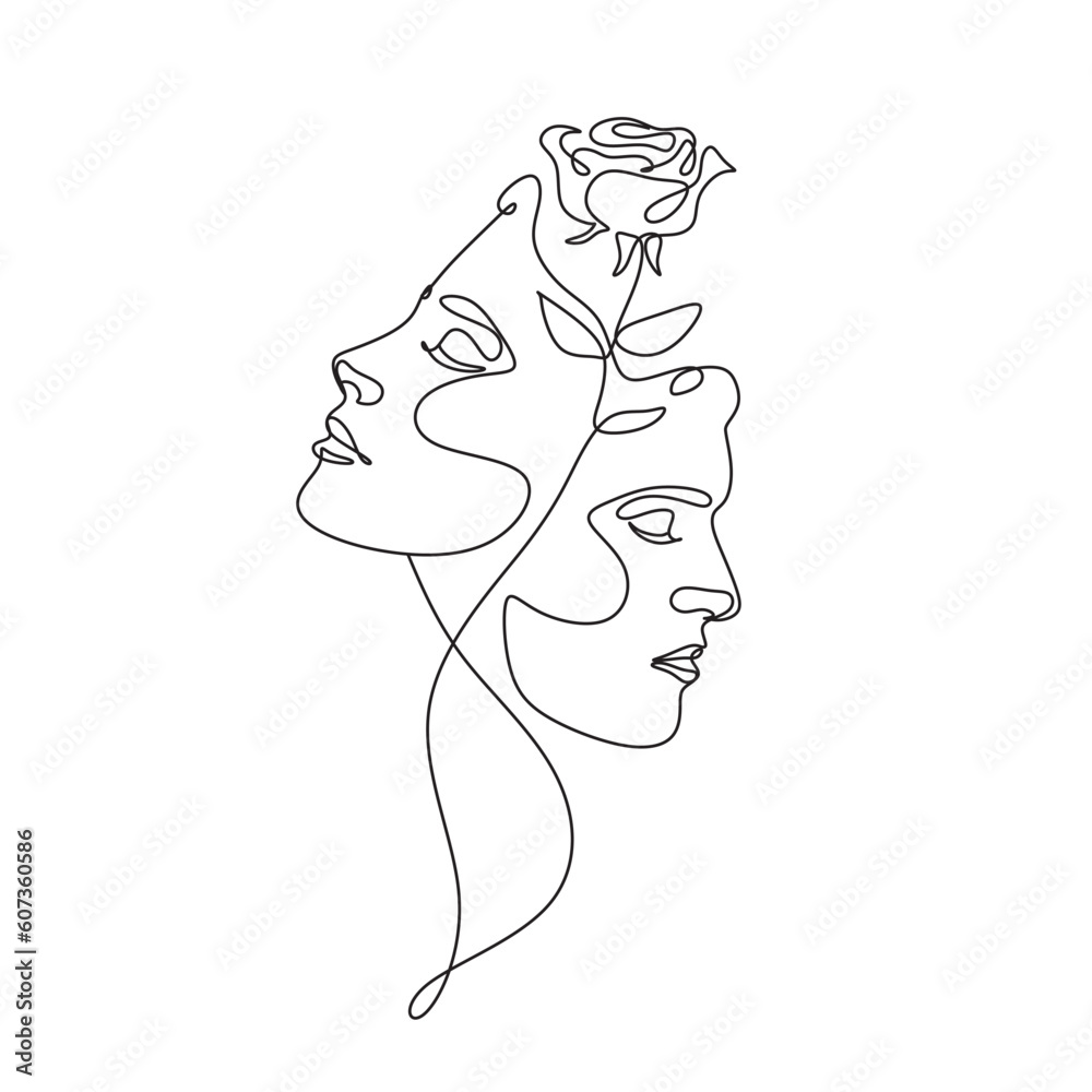 Couple kissing one line art. Line drawing of man and woman in love. St. Valentines Day Minimalist Modern Illustration Card. Wedding Logo. Romantic Card. Love concept. Fall in love