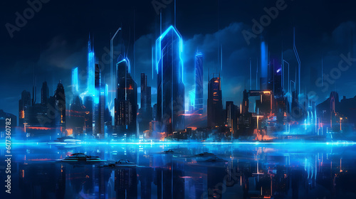 Futuristic Cityscape. AI Generated