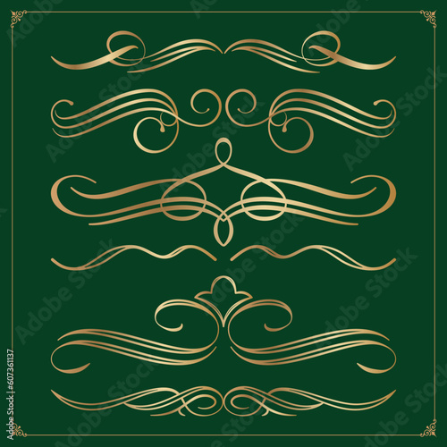 calligraphic design elements dividers decorations and delimiters set vector illustration