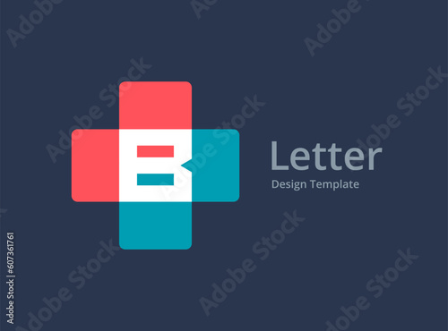 Letter B cross plus medical logo icon design template elements