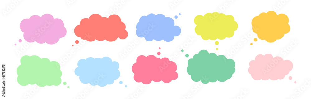 Set of speech bubbles. Collection of speech balloon, clouds, chat bubble or dialog boxes on white background. Different Speech bubbles for talk, dialogue, decoration. Vector illustration Set of speech bubbles. Collection of speech balloon, clouds, chat bubble or dialog boxes on white background. Different Speech bubbles for talk, dialogue, decoration. Vector illustration