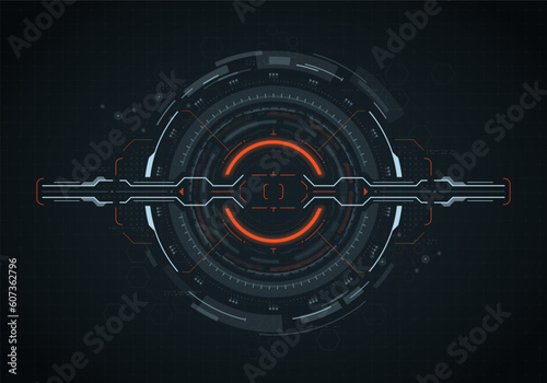 Hud futuristic element. Hi-tech user interface. Abstract virtual target. Vector illustration.