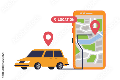 Online mobile application order taxi service 2d vector illustration concept for banner, website, illustration, landing page, flyer, etc.