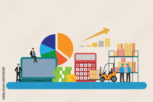 Enterprise Resource Planning, Inventory Management and Supply Chain 2d vector illustration concept for banner, website, illustration, landing page, flyer, etc.